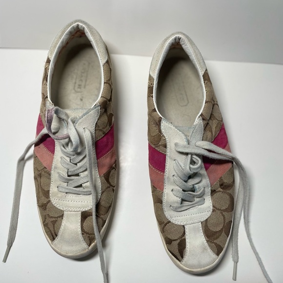 Coach Signature Pink Stripe Sneakers – Women’s – Classic “C” Logo - Picture 8 of 12